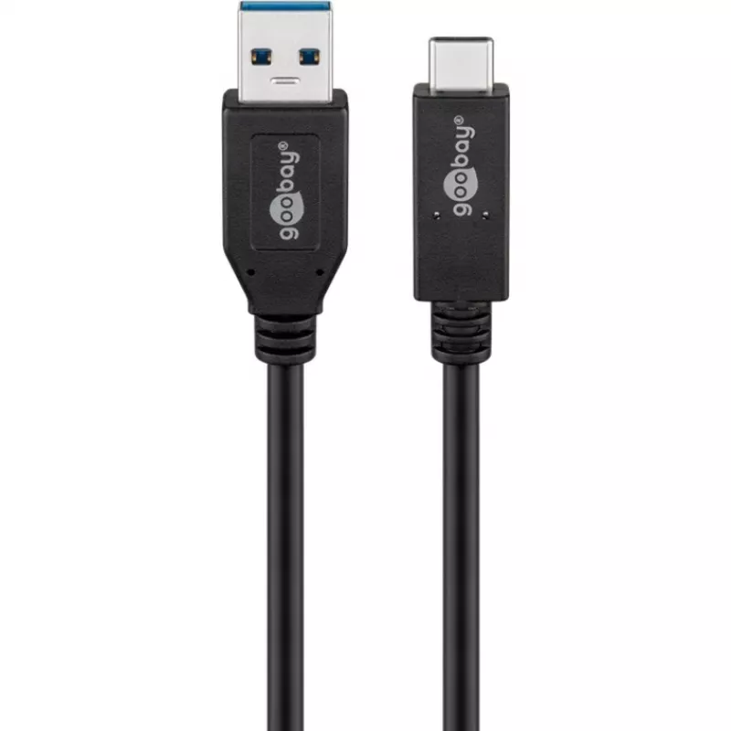Wentronic goobay - USB-kabel - USB-C (M) naar USB Type A (M) - USB 3,1 Gen 2 3 A - 50cm - rond - zwart (41073)