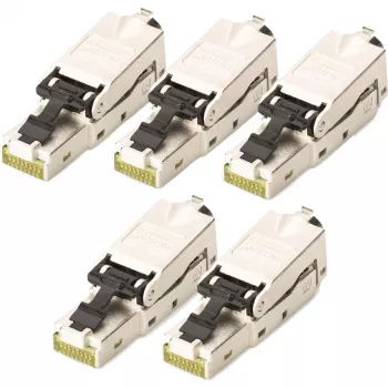 Digitus CAT 6A veldconfectoneerbare stekker STP 5 stuks RJ-45 stekker zilver