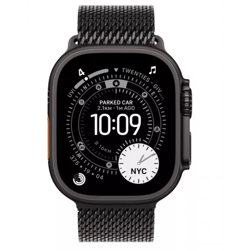 Smartwatch Apple Watch Ultra 3 GPS + Cellular 49mm Black Titanium Case met Black Titanium Milanese Loop Medium