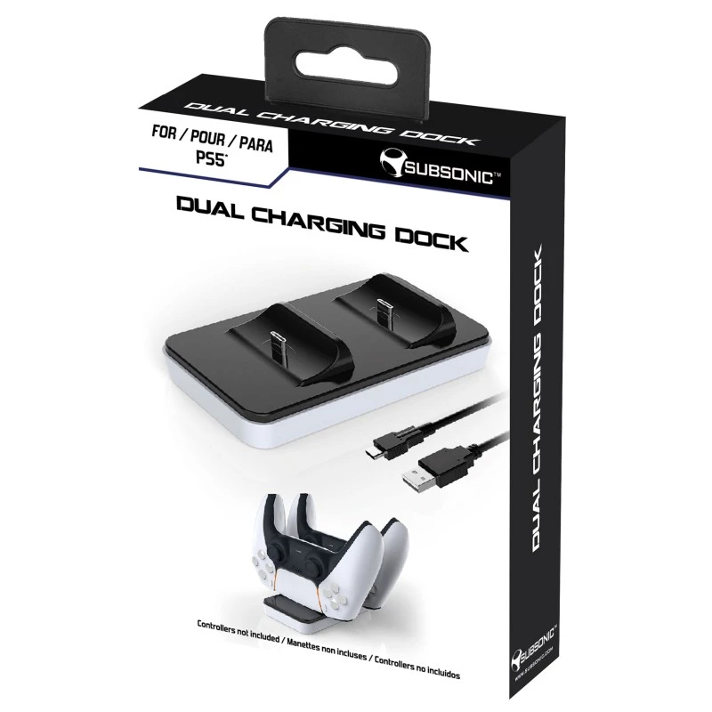 Oplaadstation SUBSONIC SA5608 voor PlayStation 5-controllers met twee snellaadplaatsen en LED-indicatoren
