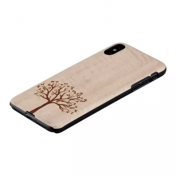 man and wood telefoonhoes voor iPhone XS Max – appelboomhout, zwart