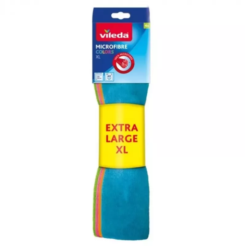 Schoonmaakdoek Vileda microvezeldoek Colors Extra Large 4 stuks