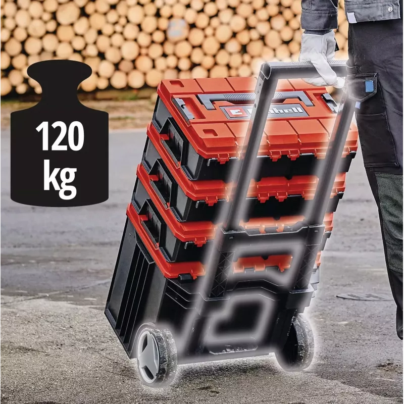Gereedschapskoffer Einhell E-Case Tower zwart rood polypropyleen hittebestendig spatwaterdicht