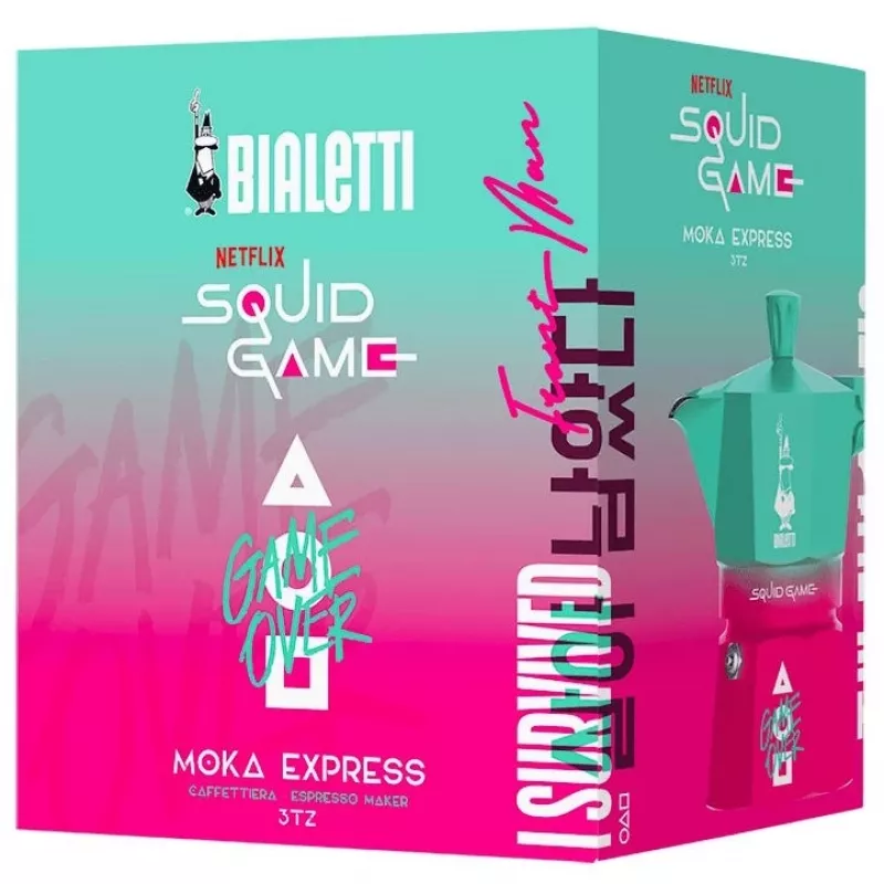Bialetti Moka Express Squid Game capsulecollectie - blauw roze