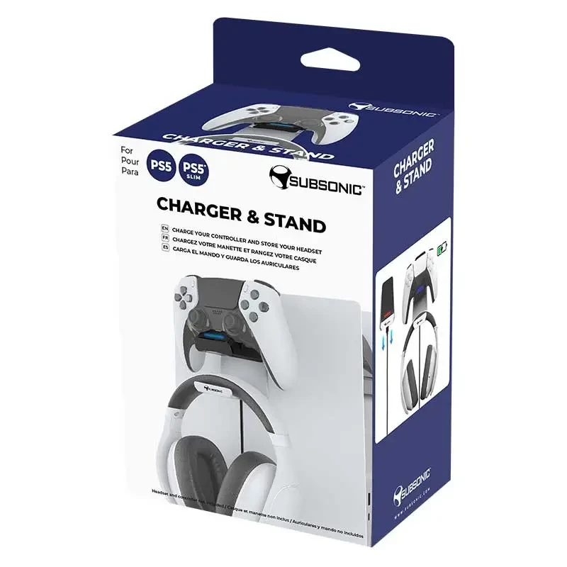 Subsonic SA5655 oplaadstation voor PS5-controller met headsethouder