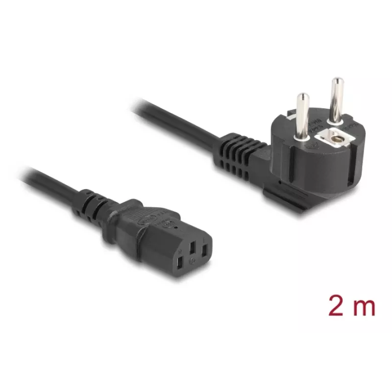Netkabel DELOCK 81567 CEE 7/7 (ST) 90° naar IEC C13, 2 m, 3x1,00 mm