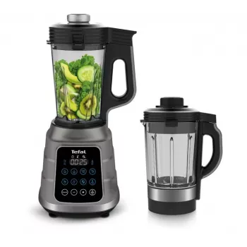 Tafelmixer Tefal BL985A31 — 1300 W, 1,75 l glazen kan + 2 l Tritan-kan, Trip'Ax 6-bladig RVS-mes, vacuümmixfunctie