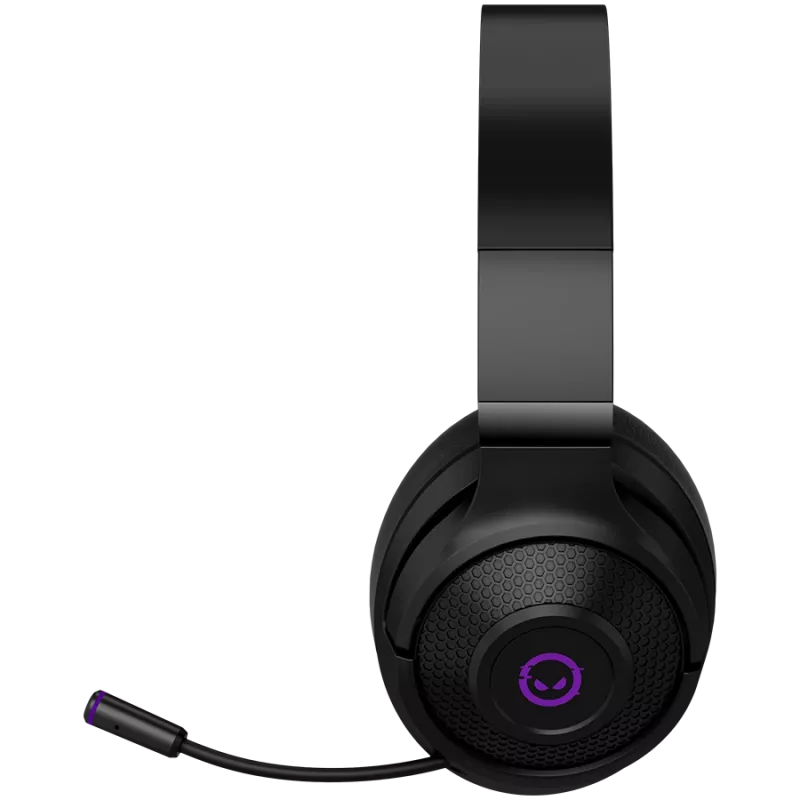 Lorgar Noah 702 (LRG-GHS702) draadloze gaming-headset, Bluetooth 5.3, USB-ontvanger, 3,5 mm AUX, 40 mm drivers, 1000 mAh, RGB, zwart