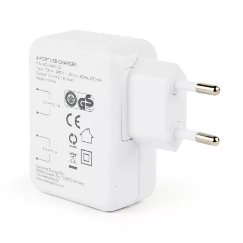 USB-oplader universeel wit/4-poorts EG-U4AC-02 GEMBIRD