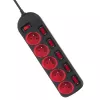 Verlengsnoer MACLEAN MCE204 1,5 m kabel, 5 AC-stopcontacten, binnen, zwart/rood