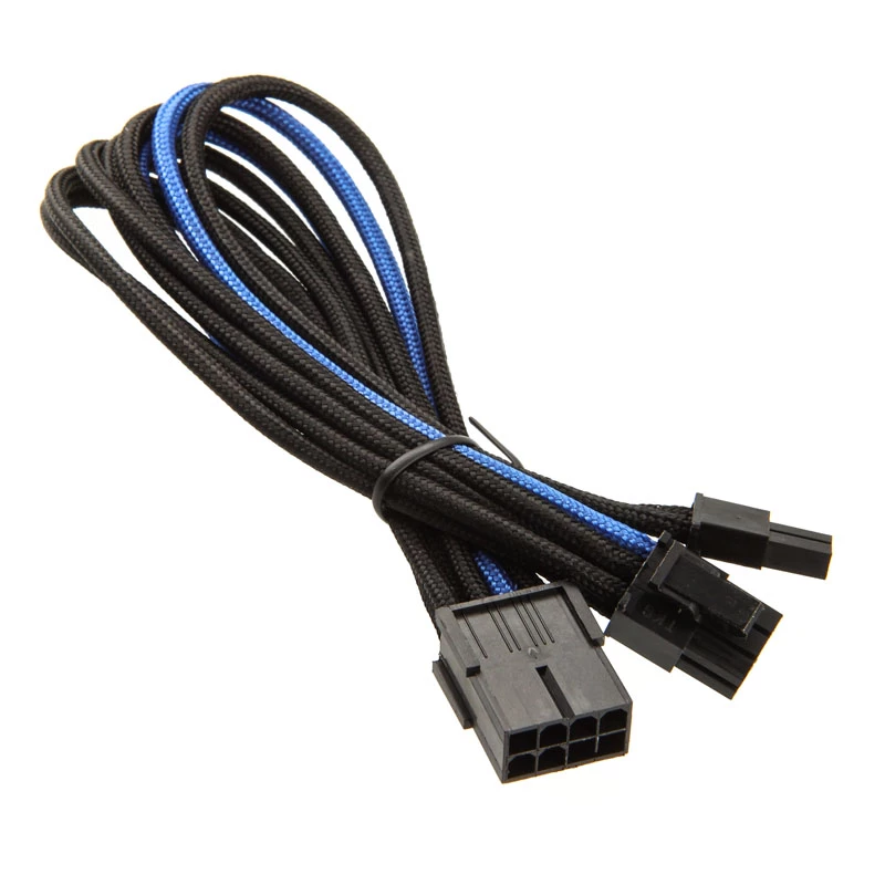 SilverStone PCI-8-pin naar PCIe-6+2-pin kabel, 250 mm – zwart/blauw