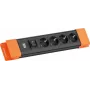 Stekkerdoos Bachmann CONNECTUS met 4 CEE 7/3-stopcontacten, 1 schakelaar, 2,0 m kabel, CEE7/7-stekker, zwart/oranje