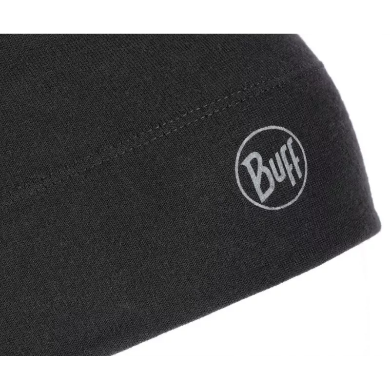 Beanie-muts Buff Merino Midweight — Solid zwart, one size, merinowol, herfst/winter, sport