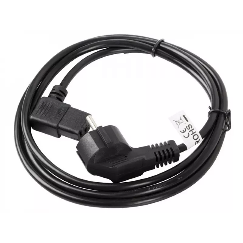 Netkabel LANBERG CA-C13C-12CC-0018-BK, 2 m, C13-koppeling naar CEE7/7, zwart, haakse C13