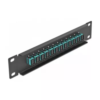 Glasvezel patchpaneel DeLOCK 10 inch 12 poorten SC simplex aqua 1U zwart