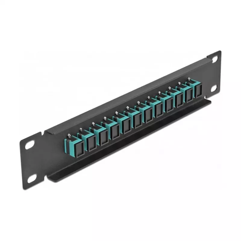 Glasvezel patchpaneel DeLOCK 10 inch 12 poorten SC simplex aqua 1U zwart