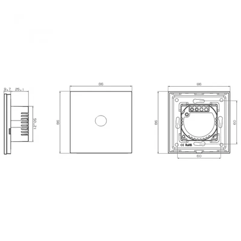 Touch-wandschakelaar Spring 3-voudig glas wit — model 0