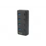 Natec Mantis 2 NHU-1557 usb 3.0-hub met 4 poorten, USB Type-B-ingang, aan/uit-schakelaars, netadapter, zwart