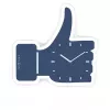 NeXtime wandklok 3072bl Thumbs up, 40,5x41,5 cm, wand, blauw/zilver