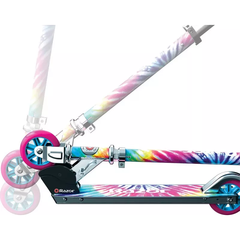 Kinderstep Razor A Tie-Dye — opvouwbare 2-wiel aluminium step, verstelbaar stuur, ABEC-5, max. belasting 65 kg