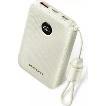 Powerbank Vention FKAN0-C 10000 mAh — 2× USB-C, 1× USB-A, 22,5 W, beige