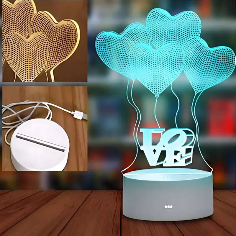 Nachtlamp Extralink HOME 3D optische illusie vier harten USB nachtlamp