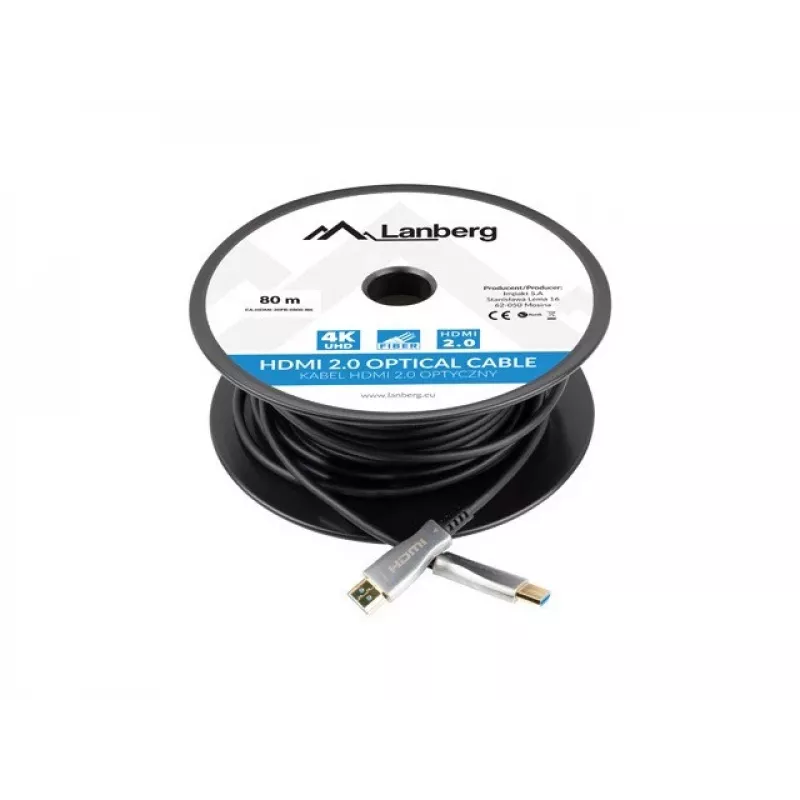 HDMI-kabel Lanberg CA-HDMI-20FB-0800-BK 80m Type-A stekker op stekker