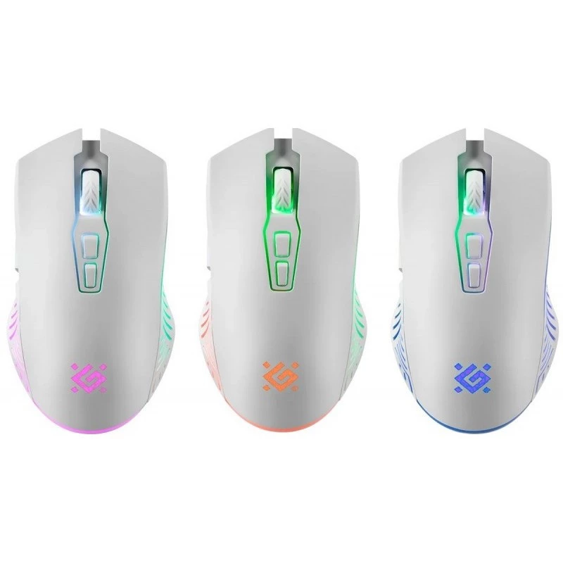 Draadloze gaming-muis DEFENDER Pandora White – ambidexter, 3200 DPI, 6 knoppen, programmeerbaar, optisch, USB