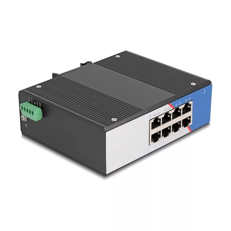 Gigabit Ethernet-switch DELOCK 80163, 8-poorts RJ45 industriële switch, unmanaged, metalen behuizing