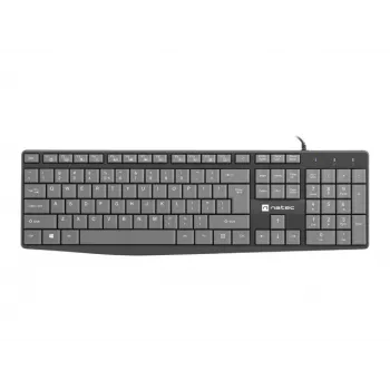 Bedraad full-size toetsenbord NATEC NKL-1507 USB QWERTY US International grijs/zwart, 105 toetsen, numeriek toetsenblok