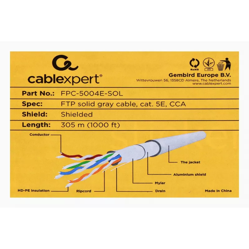 Gembird Cat5e, 305m netwerkkabel grijs
