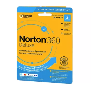 Norton 360 Deluxe | 3 apparaten | 1 jaar | 25 GB cloudopslag | EU