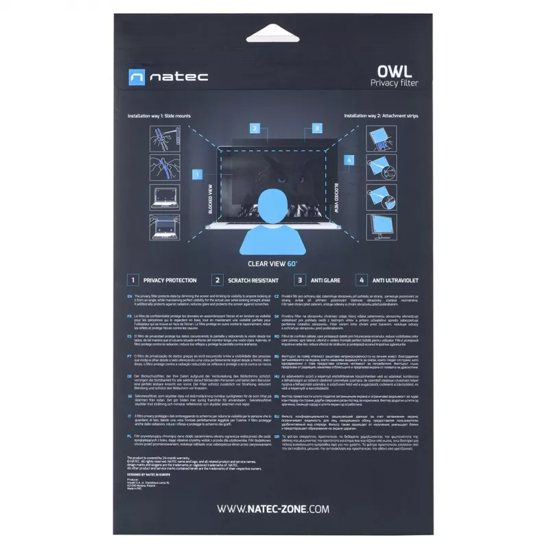 NATEC Owl raamloos privacyfilter 35,6 cm (14 inch)