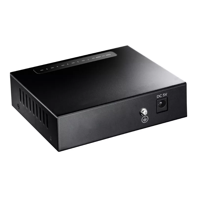 Netwerkswitch Cudy GS105 — 5-poorts gigabit-ethernet (10/100/1000), zwart, 5 V DC voeding inbegrepen