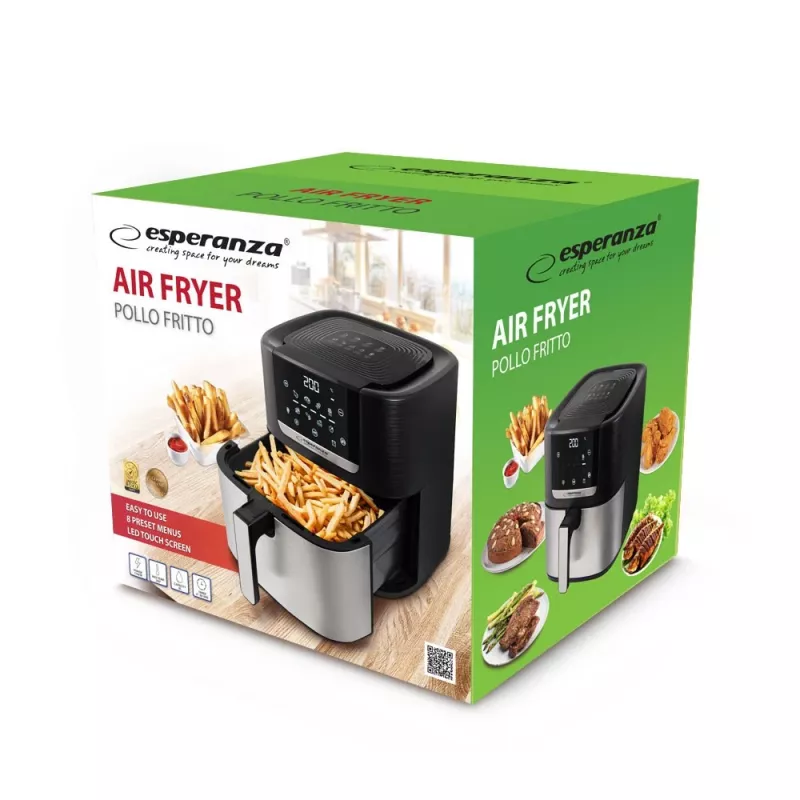 Esperanza EKA004 Pollo Fritto vetvrije friteuse, 8 L, 1700 W, inox