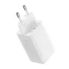 Wandlader Baseus GaN5 Pro 65W — USB + 2×USB-C (QC3.0, PD3.0) met 1m USB-C-kabel, wit