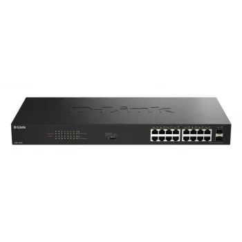 D-Link 18-poorts Gigabit unmanaged PoE-switch DGS-1018P/E — 16 x Gigabit RJ-45, PoE (IEEE 802.3af/at), 36 Gbit/s switchingcapaciteit