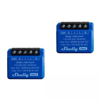 Shelly 1 Mini Gen3 slim relais, 2-pack