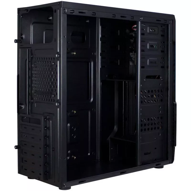 Behuizing INTER-TECH B-42 Black Midi Tower, ATX, 2xUSB2.0, Blue LED strip, PSU optional