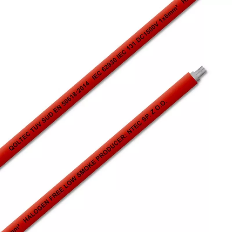 Solarkabel QOLTEC 53852 6 mm², rol van 100 m, rood