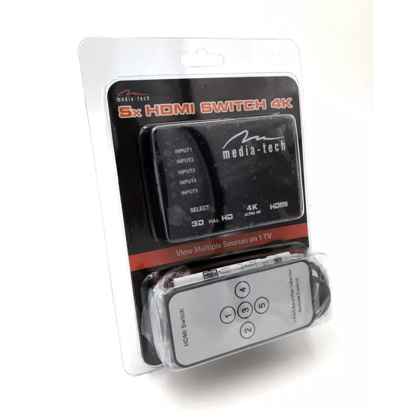Media-Tech MT5207 5x HDMI-switch, 4K