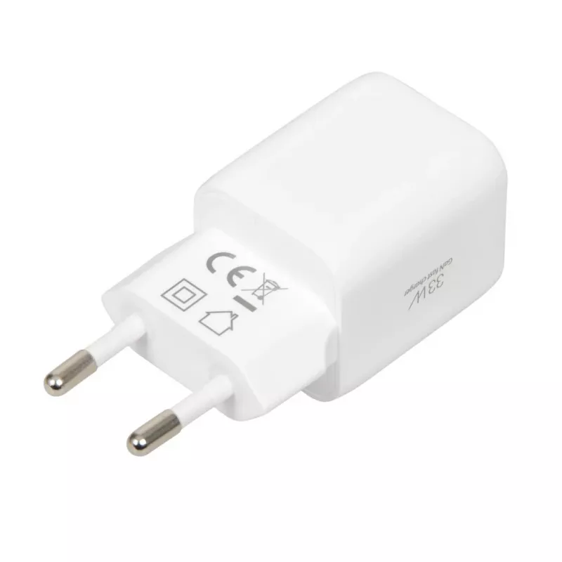 USB-oplader IBOX ILUC42W 42W (max. 33W), 1×USB-C PD3.0, 1×USB-A QC3.0, 100–240V, wit