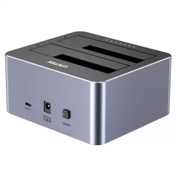 Dockingstation Unitek 51642 voor 2,5-inch/3,5-inch SATA-schijven, USB-C 10 Gbit/s, 2 bays, aluminium