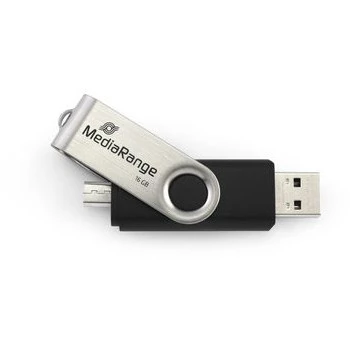 MEDIARANGE MR931-2 - 16 GB - USB Type-A / Micro-USB - 2.0 - 15 MB/s - draaibaar - zilver - zwart