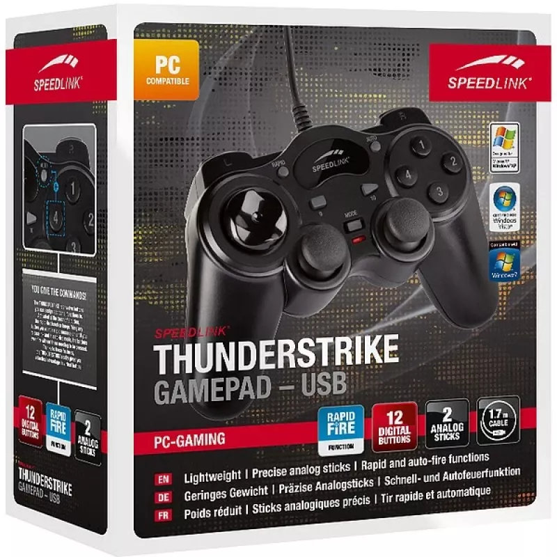 Speedlink THUNDERSTRIKE SL-6515-BK Gamepad voor pc, zwart
