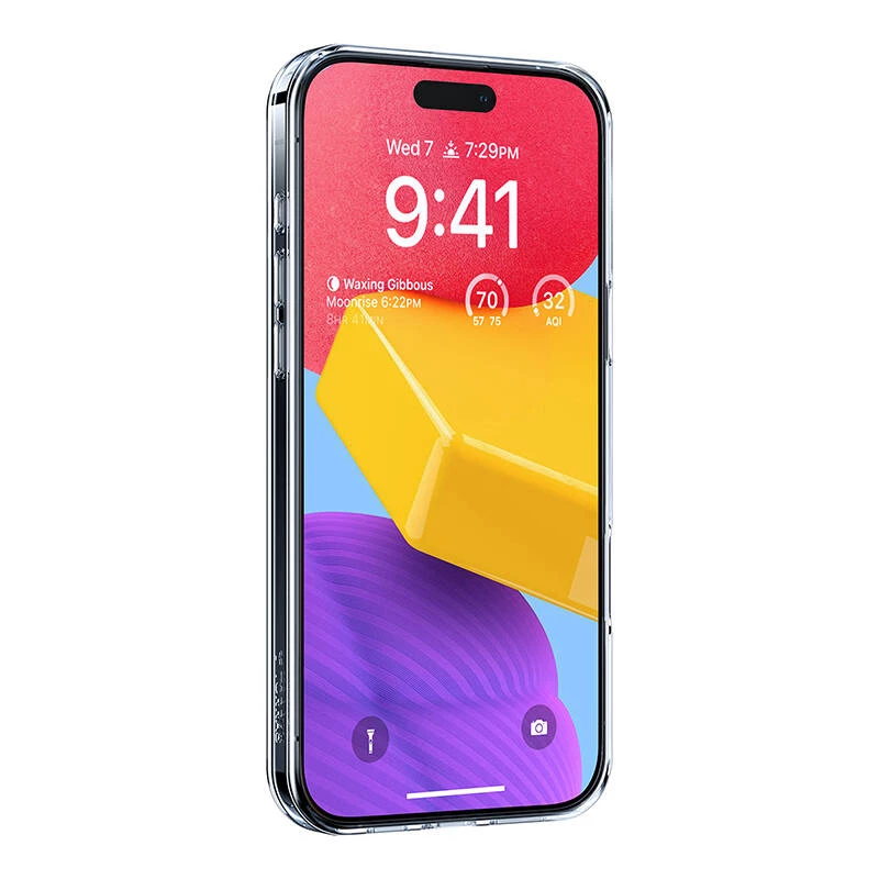 Beschermhoesje Torras Ostand Pro voor iPhone 16 Plus, transparant slank-fit, TPU/PC