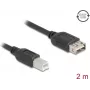 USB 2.0 kabel DELOCK 81531 — 2 m, USB B naar USB A, zwart, vergulde contacten