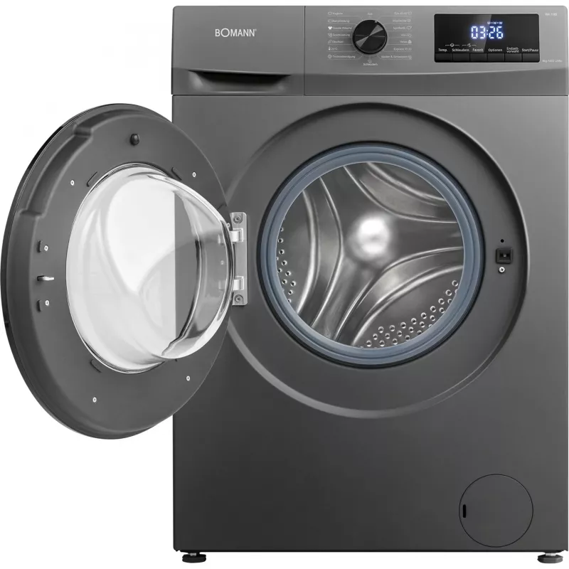 BOMANN WA 7185 frontlader wasmachine, 8 kg, 1400 tpm, titanium/zwart