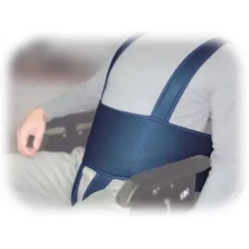 Rolstoel stabilisatiegordel Aston Secubac IV 681022 — textiel, verstelbare klittenbandsluiting, 150 cm lengte, 20 cm breedte, blauw