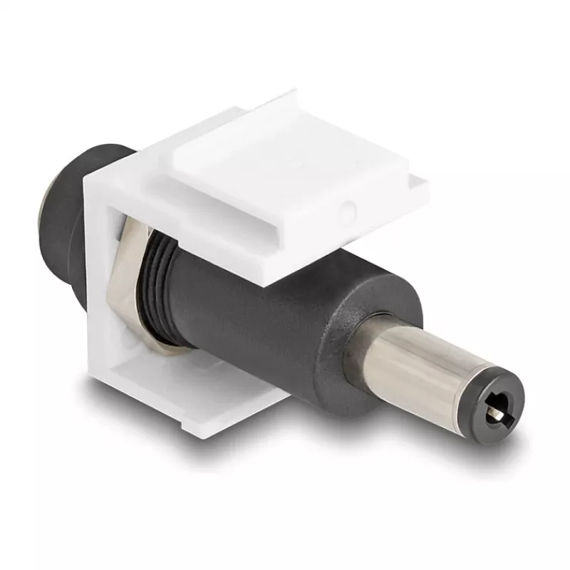 DeLOCK Keystone-module DC 5,5 x 2,1 mm bus naar DC 5,5 x 2,5 mm stekker wit